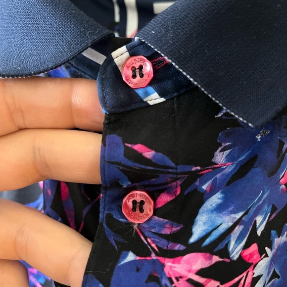 Mens Au Noir Floral All Over Print Golf Polo Shirt XL - Picture 6 of 10